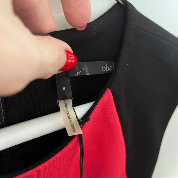 NWT Obakki fitted sheath dress, size 6, black and melon - Picture 4 of 6